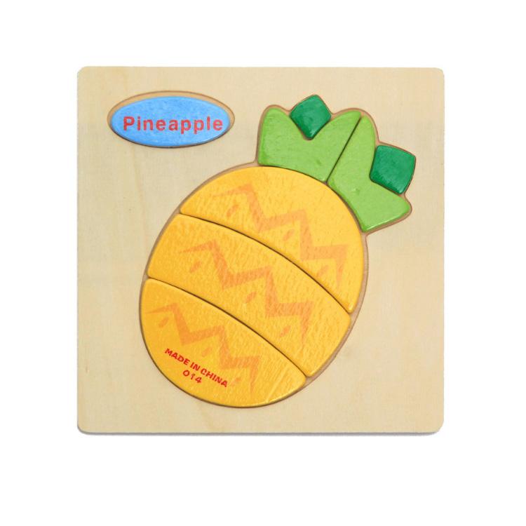 Cartoon Animal Fruit Car Pattern Wooden 3D Puzzle Baby Intelligence Early Learning Educational Toy Cute Wood Puzzle For Kids
