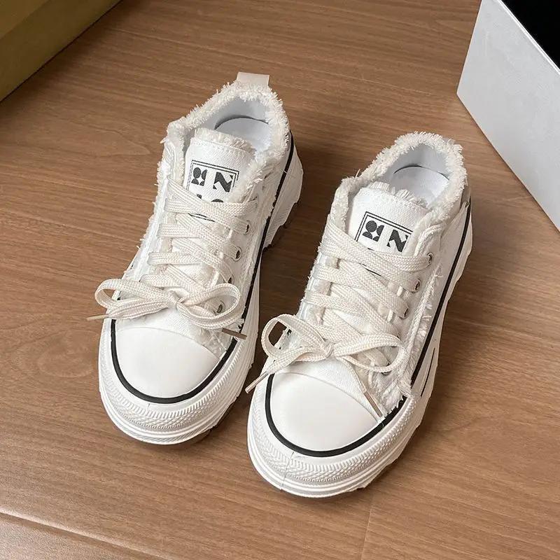 Fashion Round Toe Lace Up Shoes for Women Light Y2k Fashion Comfortable and Elegant Vulcanized Shoe Trends 2025 Korean 39 Woman Footwear