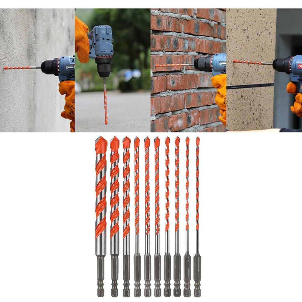 10pcs Concrete Carbide Drill Bits 1/4'' Hex Shank Masonry Drill Bits Drilling For Glass Brick Tile Stainless Steel Plates