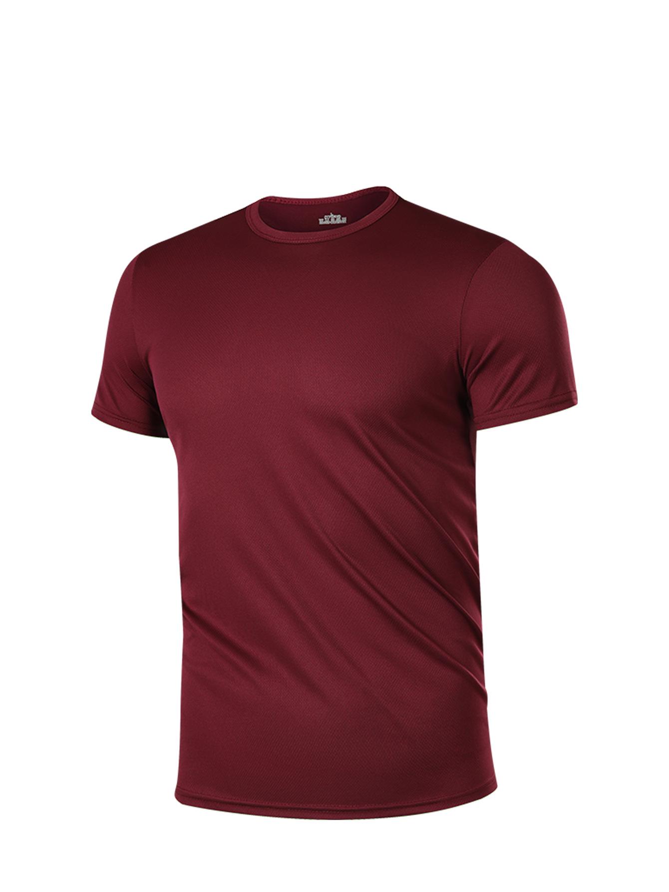 

Мужская быстросохнущая спортивная футболка с коротким рукавом для фитнеса, бега и тренировок L вино красного