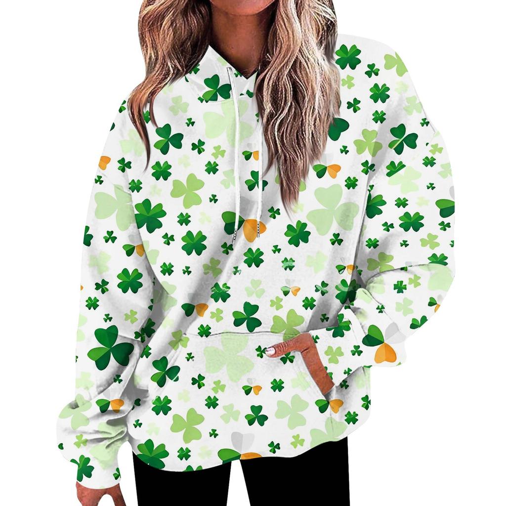 Women's Fashion Daily Versatile Casual Crewneck Sweatshirts Graphic Daily Long Sleeve Gradient Patchwork St. Patrick's Day Printed Top Sweatshirts