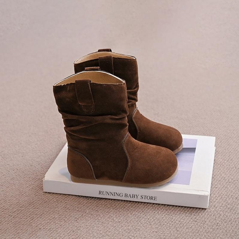 

Chic Looks Retro High Top Children Boots Soft Suede Leather Long Pipe Boots Classic Brown Khaki Platform Shoes Girls Boot I09067 26