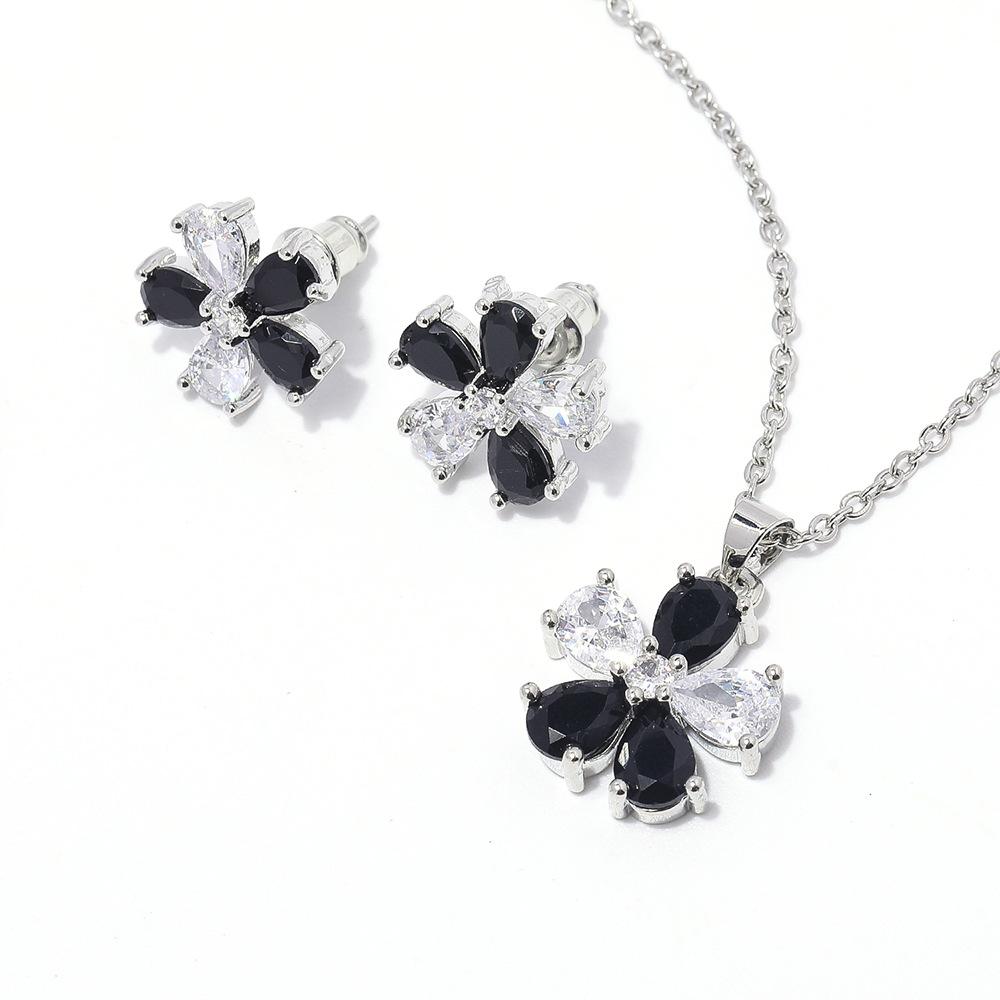 Small Flower Zircon Earring Set Necklace High End Fairy Accessories Multi Color Optional Jewelry Set for Women