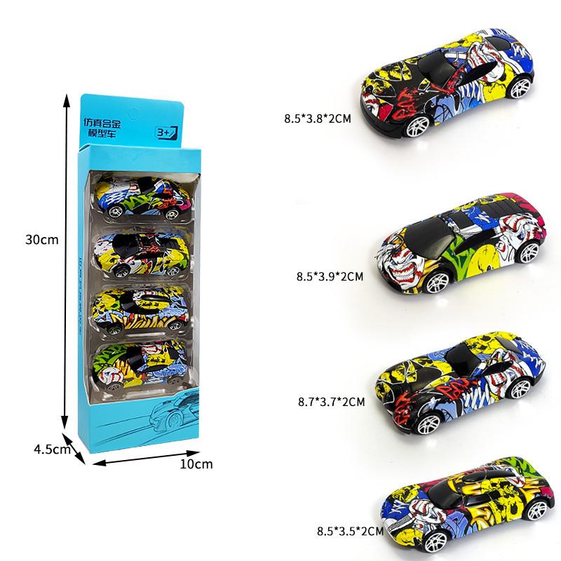 4Pcs Set Todder Car Toy Multi-Style Police School Bus Taxiing Alloy Mini Car Model Kids Pocket Small Durable Car kid gifts