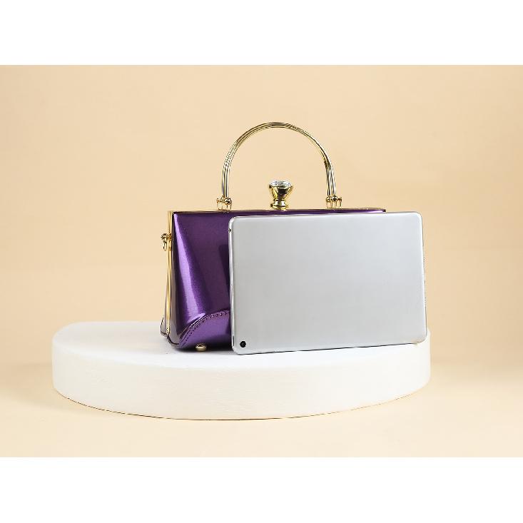 

Foreign Trade Purple Glossy Women s Handbag with Metal Ring, Perfect for Daily Use and Gift Giving, Single Shoulder Crossbody Bag for Women