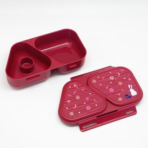 OSK Onigirazu Rice Ball Case (Red, 450ml, with Side Dish Container), Microwave-Safe, Antibacterial, Cute, Stylish, Biomass-Based, Eco-Friendly, Perfec