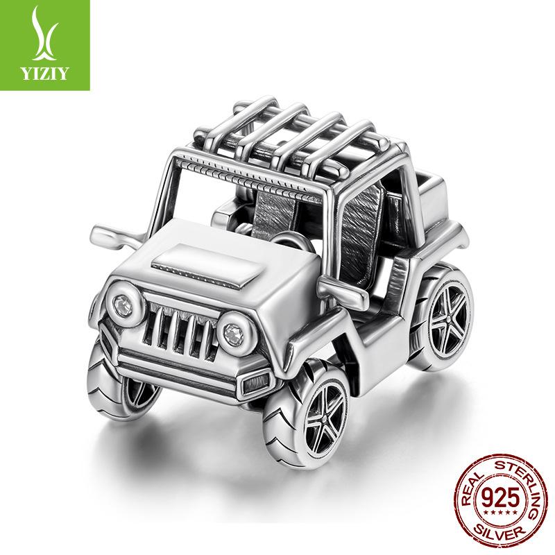 Personalized Retro Off-Road Vehicle Diy Beaded Cool Car S925 Sterling Silver Bead Jewelry Accessories
