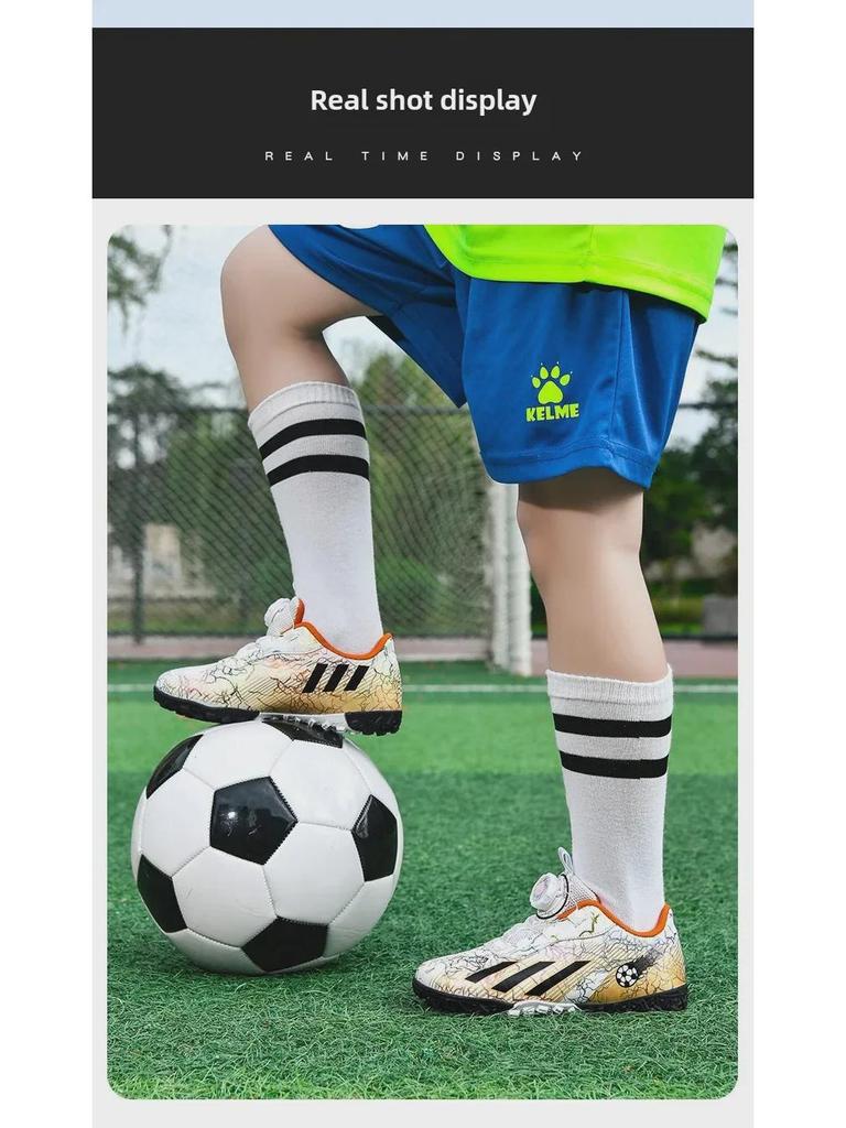 Kids' Low-Top Rotating Buckle Football Shoes for Boys and Girls