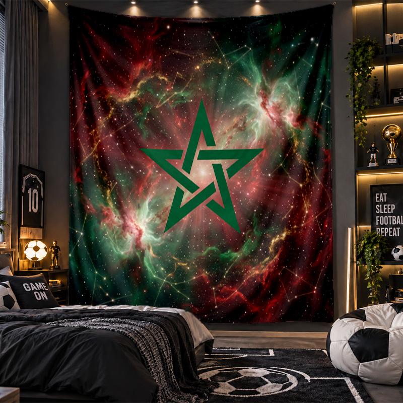 Wall Hanging Tapestry Morocco Football Print Cloth for Living Room Bedroom Home Decor