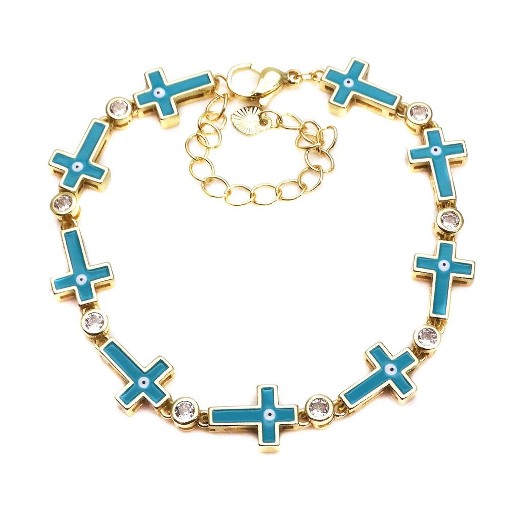 Cross Adjustable Bracelet Devil's Eye Zircon Bracelet Hip Hop Multi Color Women's Bracelet