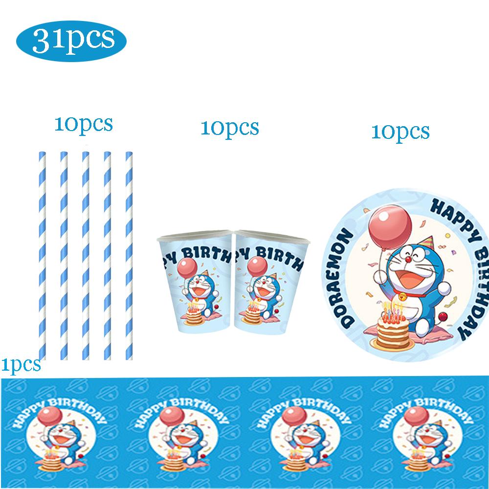 Cartoon Doraemoned Birthday Party Decor GameCartoon Dor Disposable Tableware Cake Topper Kids Boy Party Supplies Baby Shower Toy