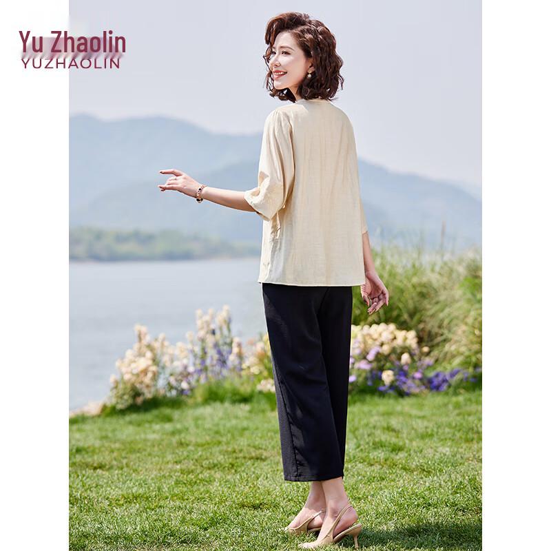 Yu Zhaolin Women's Cotton Linen Summer Two-Piece Set
