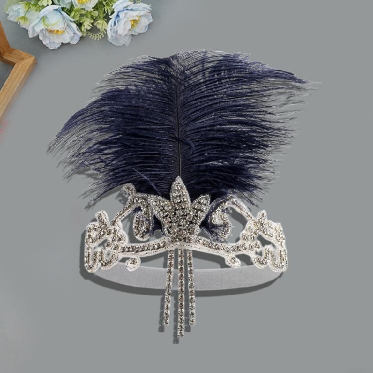 Rhinestones Embellished Headpiece User Friendly Feather Headdress 1920s Hair Band For Themed Parties Everyday