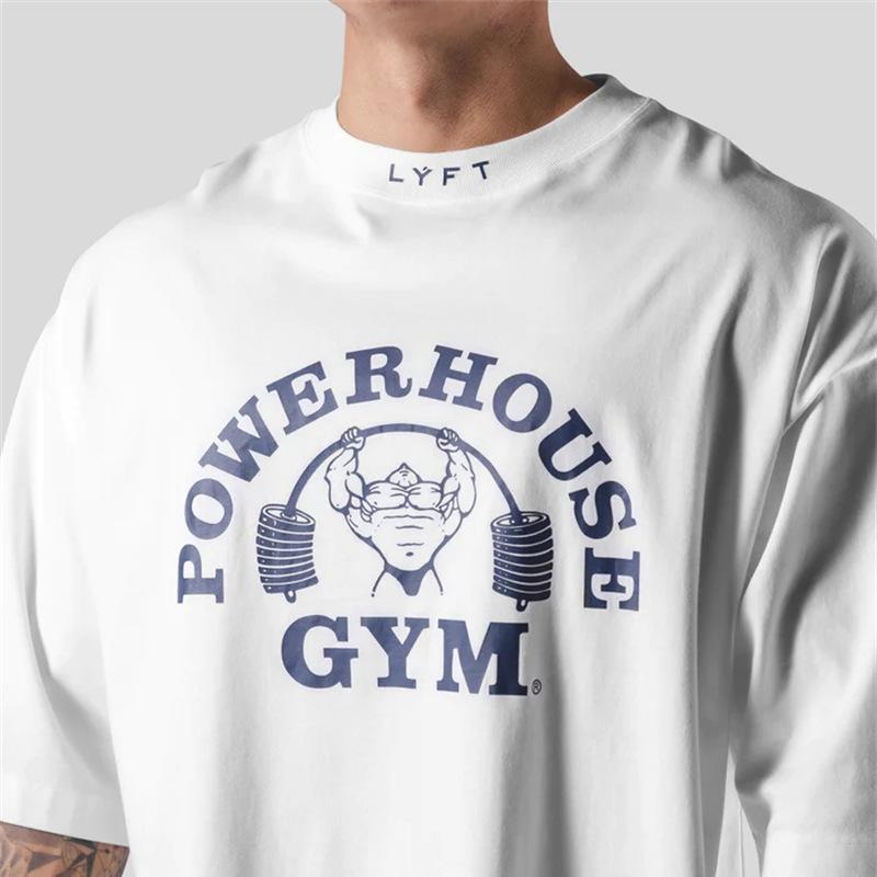 LYFT POWER HOUSE Men s Plus Size Pure Cotton Short Sleeve Drop Shoulder T-shirt Extra Extra Large белый
