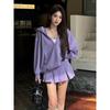 With Hat Hoodies Women Korean Fashion Pullover Solid Simple Leisure All-match High Street Loose Harajuku College Prevalent Ins Women Suit
