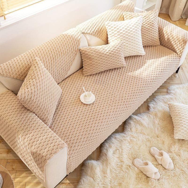 1PC Autumn and Winter Plush Sofa Cushion Thickened Seat Cushion Non-slip Sofa Cover Cover Cloth