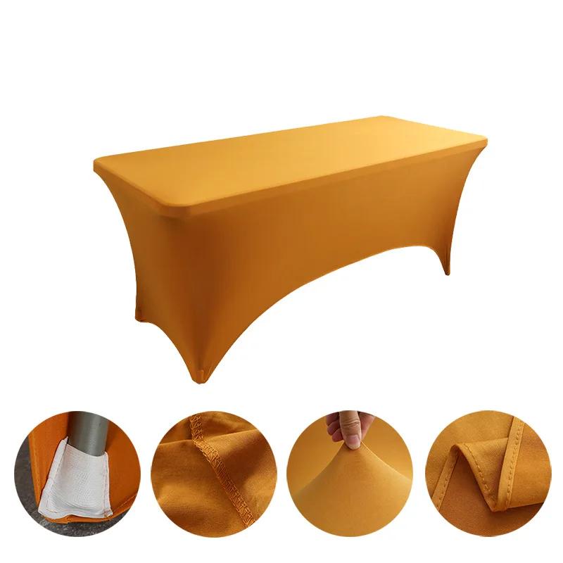 Black Spandex Rectangle Tablecloth for Wedding Banquet Hotel Birthday Party Meeting Room Decoration