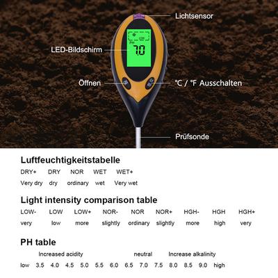 Practical Good Quality 4 In 1 Soil Ph Tester Moisture Sunlight Light Test Meter For Garden Plant Lawns