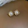 Noblewoman Double-Layer Rhinestone Square Diamond Stud Earrings - 2025 Autumn/Winter Collection