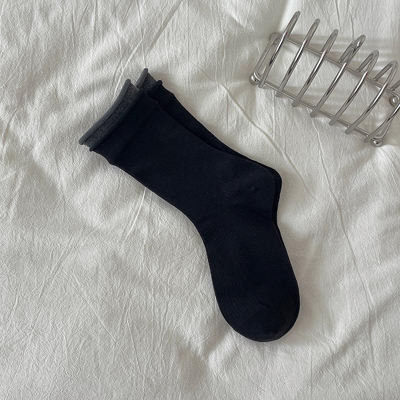 

Женские осенне-зимние носки с двойной резинкой, с отворотом, средней длины и с напуском — это дышащие женские носки 1 pair