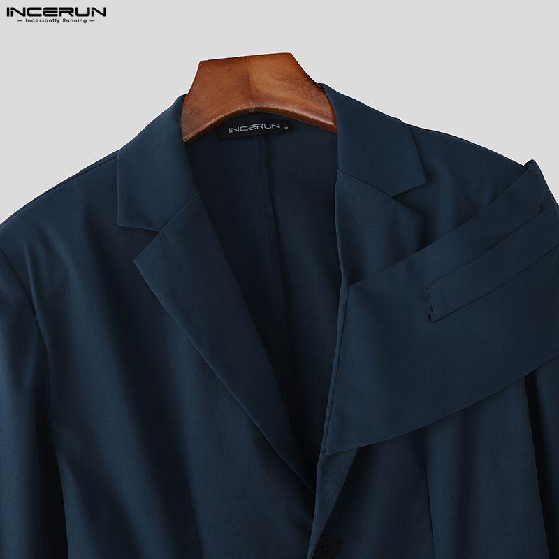 INCERUN Men Lapel Long Sleeve Front Cross Casual Loose Blazer Coats