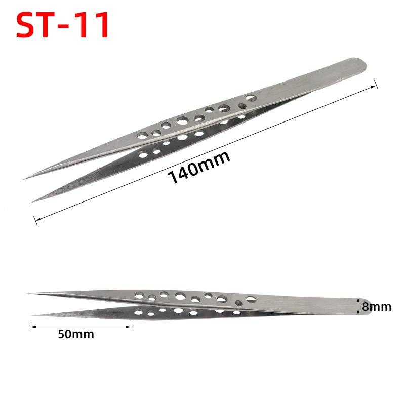 Non-Slip Stainless Steel Precision Tweezers with Holed Design for Makeup and Nail Art