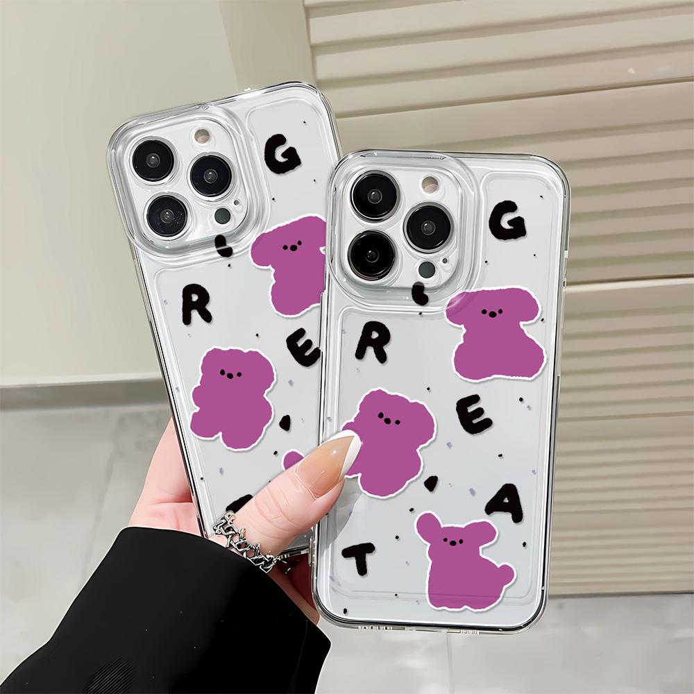 Panda English Luxury Soft Phone Case For iPhone 15 14 13 12 11 Pro Max X XS Max XR 7 8 Plus SE 2020 Case Cover Funda Coque