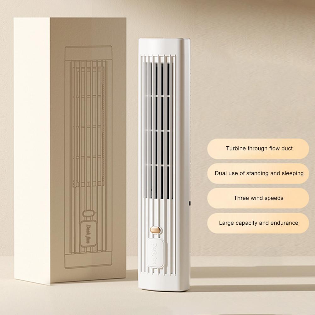 Bladeless Tower Fan 1200mAh Portable Desk Fan Table Fan Mini Vertical Air Conditioner  USB Rechargeable for Home Dorm
