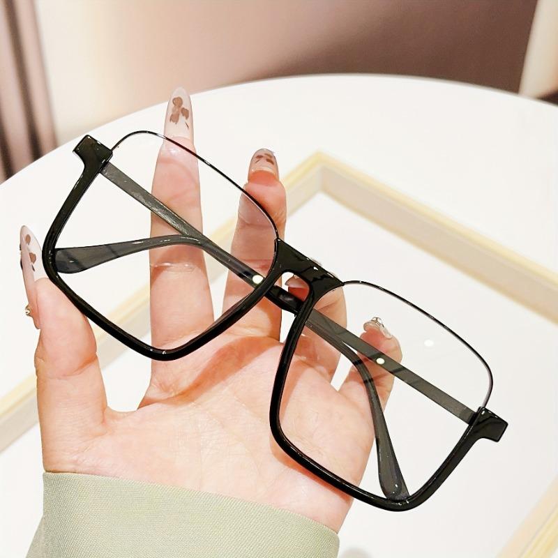Vintage Inspired Square Frame Fashion Glasses Unisex Composite Material  Decorative Eyewear for Men and Women