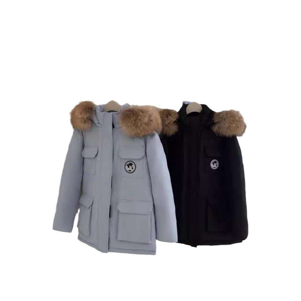 Blue tooling down jacket women's winter new medium and long white duck down couple thickened pie to overcome the coat tide