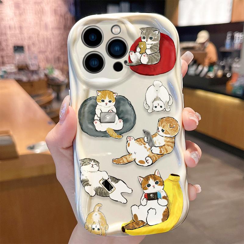Mofusand Case for iPhone 16 E 15 Pro Max 14 13 12 Mini 11 Pro Max XS X 8 7 Plus Liquid Soft Silicone Shockproof Covers Funda