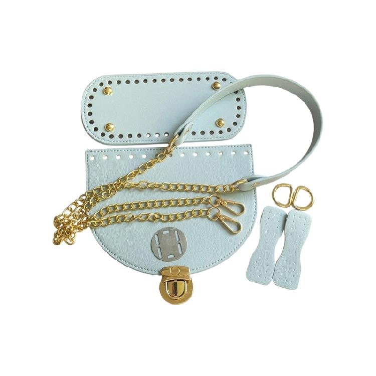 Leather Bag Making Kits DIY Leather Bag Knitting Set Shoulder Strap Top Zipper Lock for Crochet Handbag Shoulder Bags