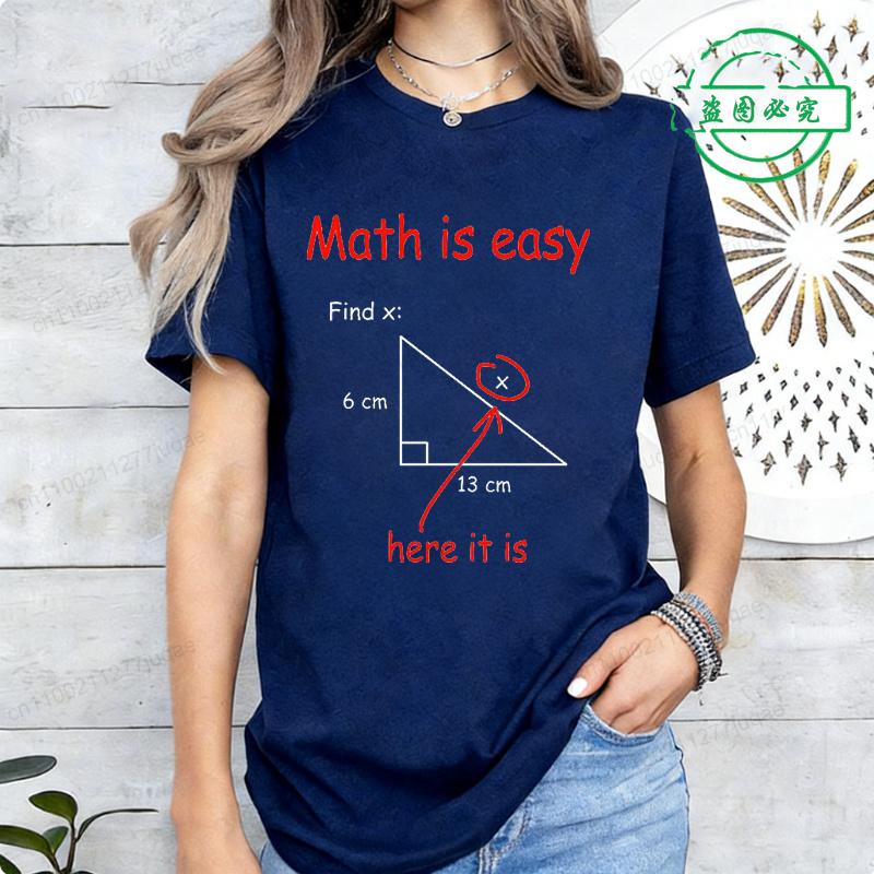 Summer New Women's T-shirt Casual Loose Short Sleeved Shirts Funny Math Is Easy Printed T-Shirts for Women Tee Tshirt Clothing