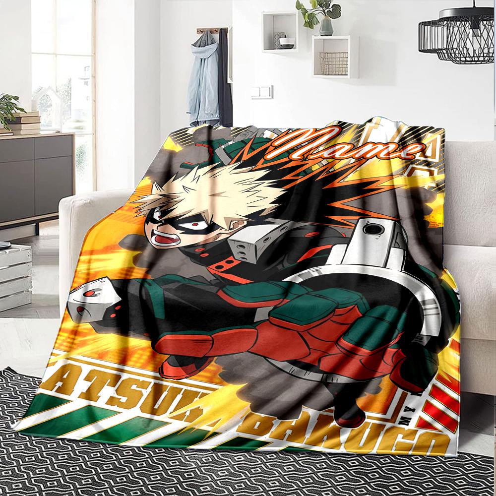 Custom Name My Hero Academia Theme Printed Blanket - Perfect for Couch, Bed, Travel & Outdoor Use | Machine Washable, Cozy & Durable.
