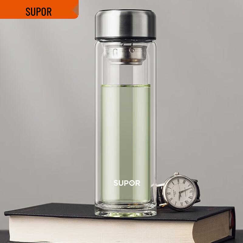 SUPOR 330ML Double-Wall Borosilicate Glass Tea Cup
