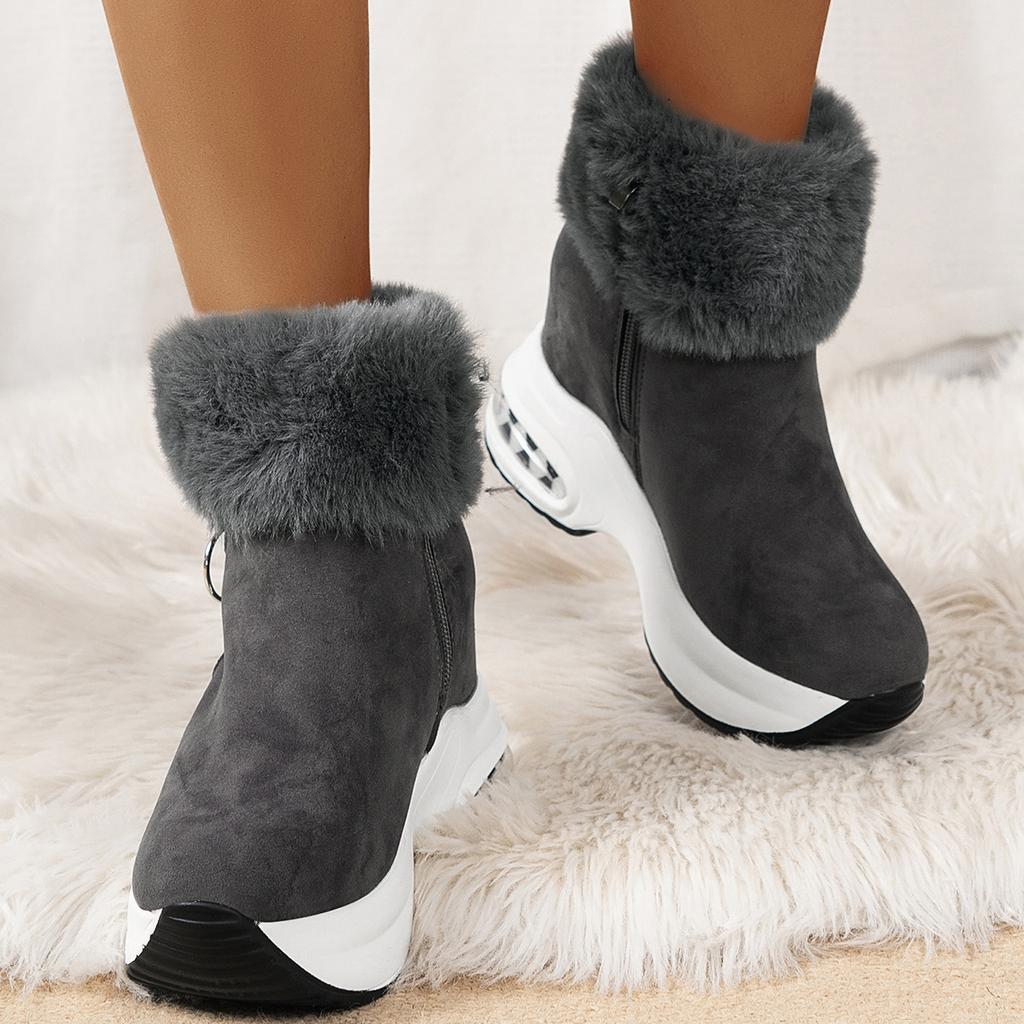 Women's Chunky Platform Boots Zipper Closure Winter Shoes with Thick Platform Heel (Non-Slip Sole) Warm Snow Ankle Boots Female Causal Shoes