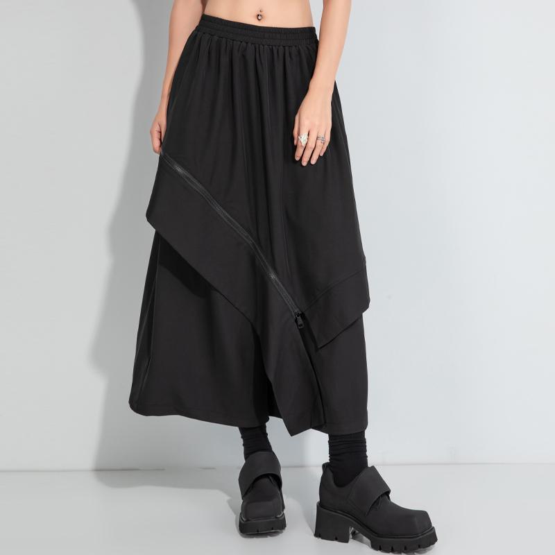 Black Plus Size Spring Summer Autumn High Waist Wide Leg Skirt Pants Women Loose Casual Trousers