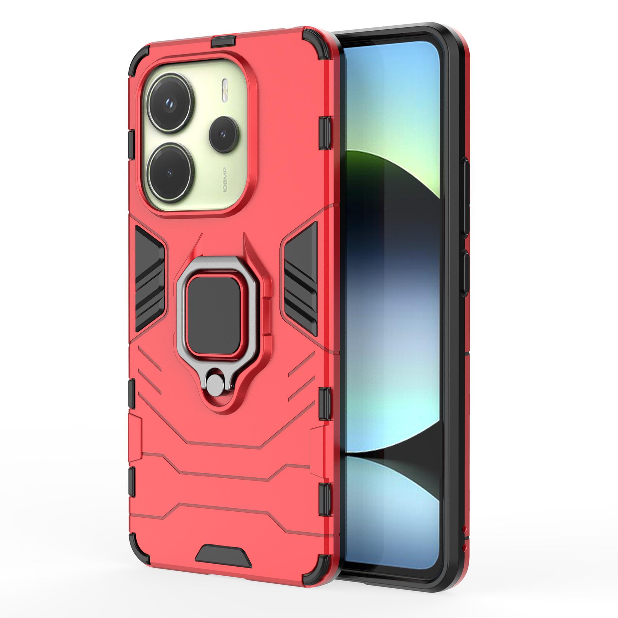 

For Xiaomi Redmi Note 14 4G (163.25mm) Case PC + TPU Protective Phone Cover with Ring Kickstand B