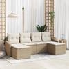 VidaXL 6-piece Garden Sofa Set with Cushions In Beige Poly Rattan 3346831