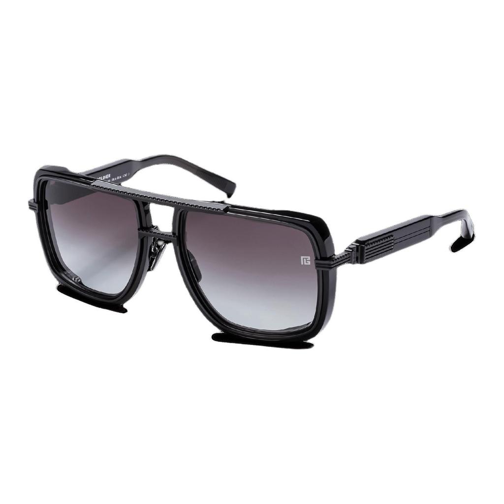 Balmain Original Design Titanium Acetate Pilot Sunglasses Men Sunglasses Black BPS160B5900