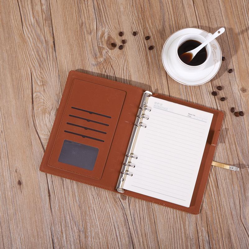 Notebook Loose-Leaf Faux Leather Thickened Work Meeting Minutes Office Supplies A5 Notepad Printable Logo