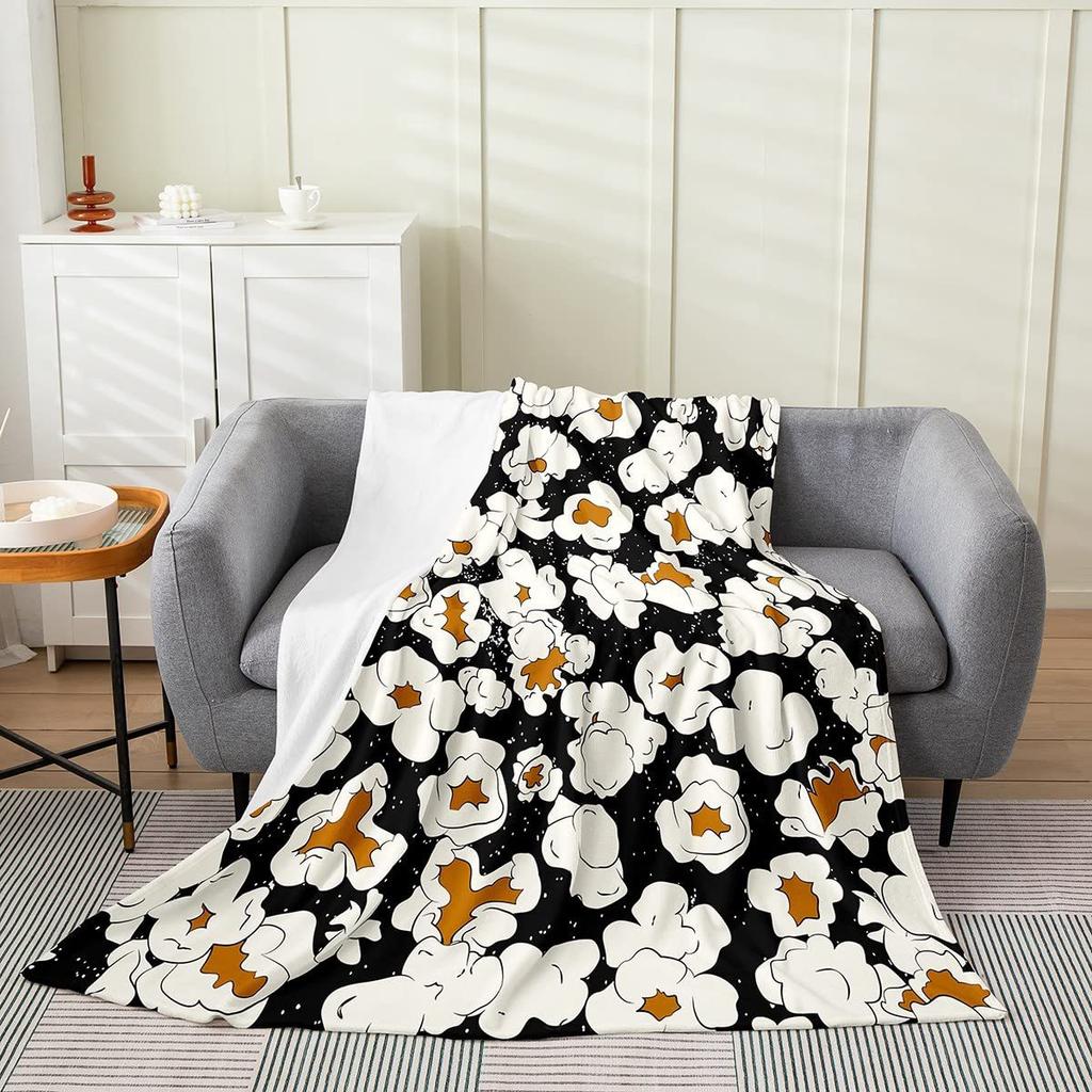 Popcorn Pattern Series Printed Blanket for Sofa Bed Travel Camping Living Room Office Conditioning Blanket for All Seasons Gifts