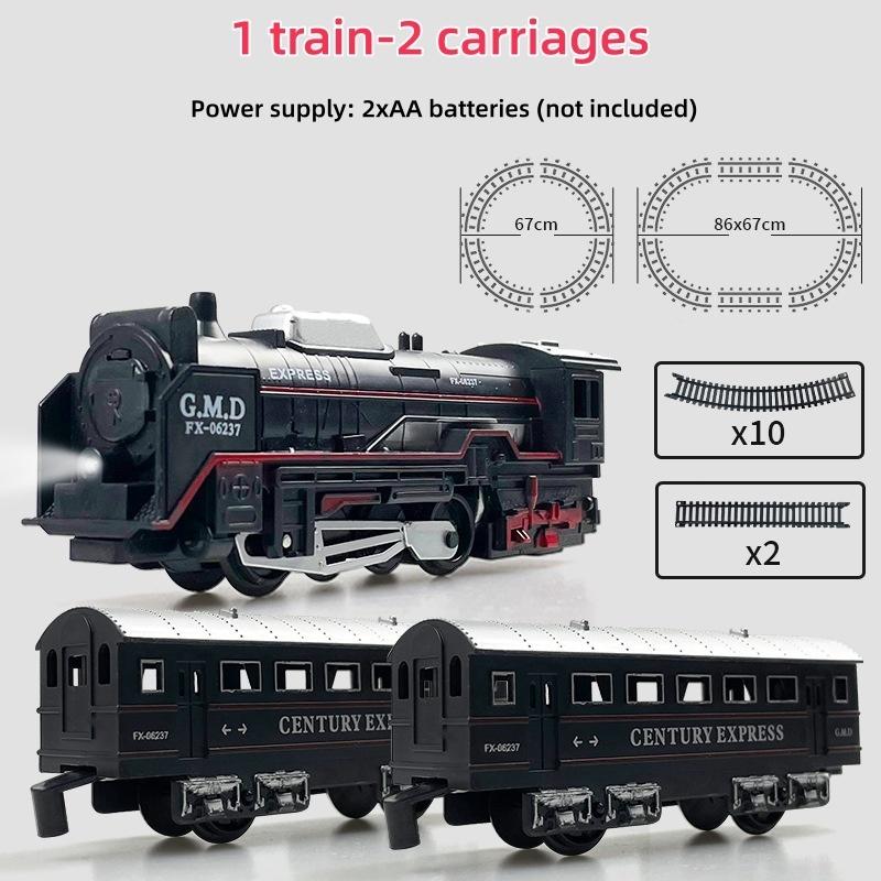 Electric Train Set with Lights Locomotive Train Model with Passenger Coach/Cargo Car & Tracks Birthday Christmas Gifts for Kids