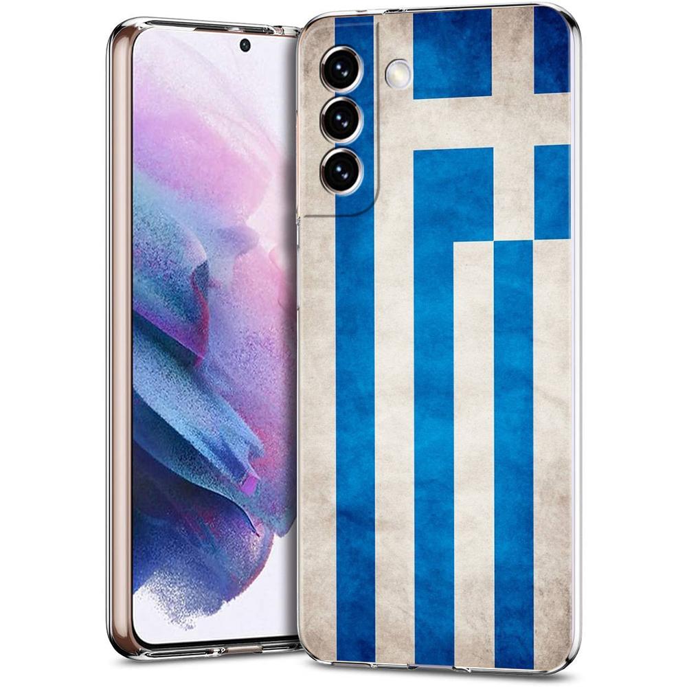 Transparent for Samsung Galaxy S25 S24 S23 S22 S20 S21 FE Ultra S24 S23 S10 S10E S9 Plus Phone Case Soft TPU Greece Greek Flag