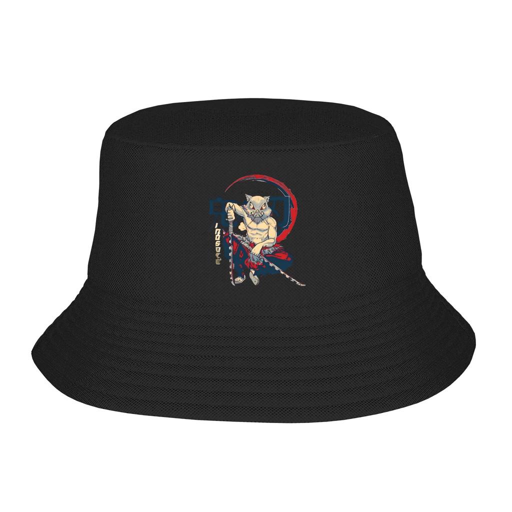 Pig Assault Bucket Hat Spring Picnic Headwear Inosuke Demon Slayer Anime Fisherman Caps for Outdoor Sport Unisex Bob