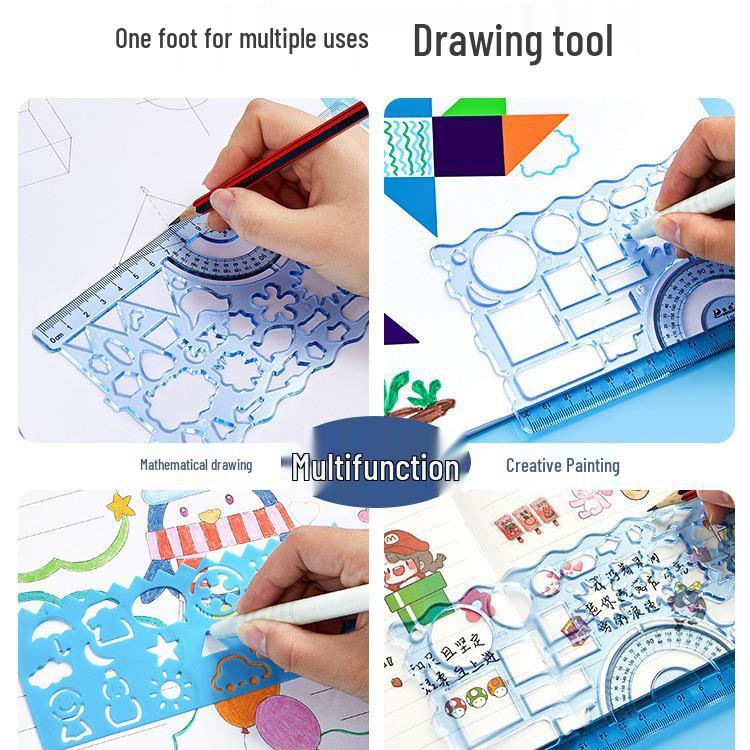 Multi-function Kaleidoscope Ruler for Primary Students - Perfect for Drawings, Patterns, and Hand-painted Newspapers