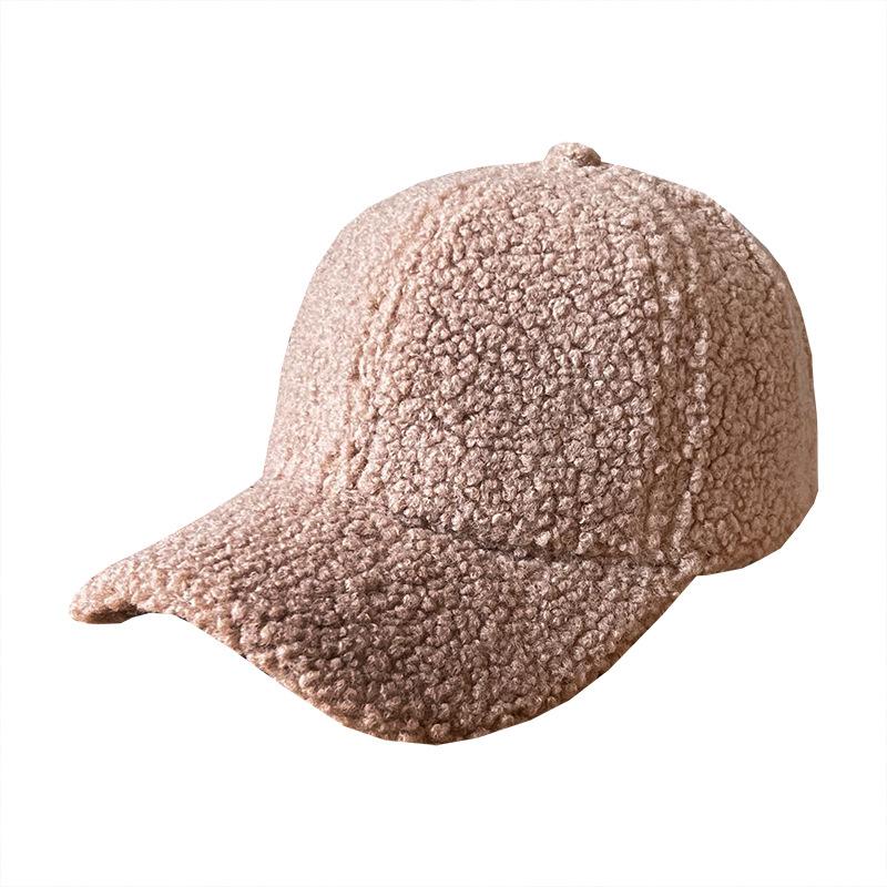 Autumn and Winter Thickened Version of Delicate Teddy Velvet Baseball Hat for Women Electric Car Windproof Solid Color Baseball Cap for Men