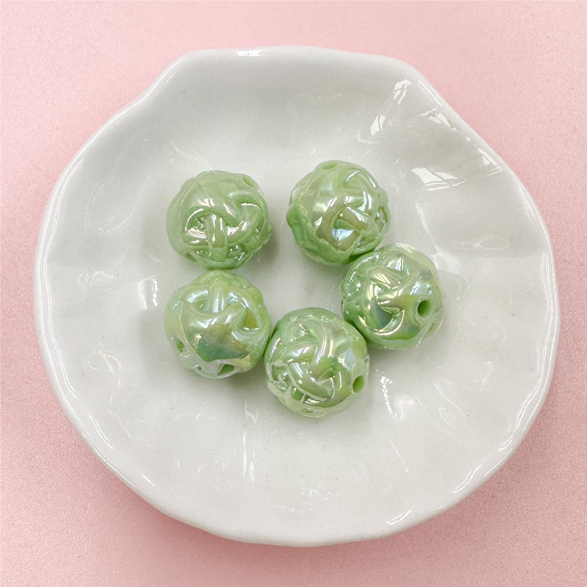 

5 шт. 14,8 мм красочные акриловые кремовые шерстяные цветочные бусины, ожерелье, браслет, украшения, аксессуары ручной работы «сделай сам» зелёный