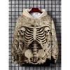 2025 New Men's Vintage Skull Skeleton 3D Print Hoodie Men Women Fashion Oversized Hoodie Sweatshirt Halloween Unisex Tracksuit