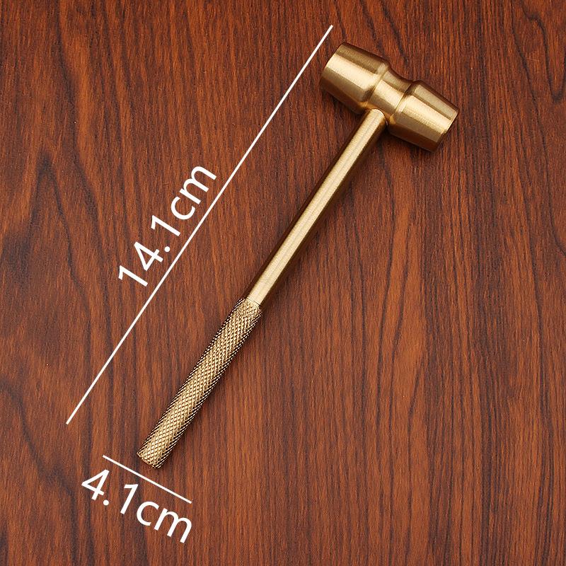 Solid brass mini hammer multi-functional creative walnut hammer two ends round small copper hammer one-shot home ornament